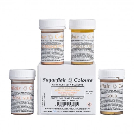 Sugarflair Mixed Metallic Paint Set/4