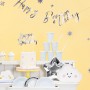 PartyDeco Topper para Tartas Happy Birthday - Plata
